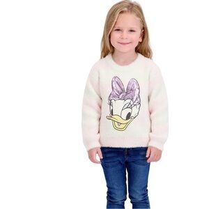 Disney Daisy Duck Toddler Girl Size 2T Sweater Pink Striped Sequin Bow NEW